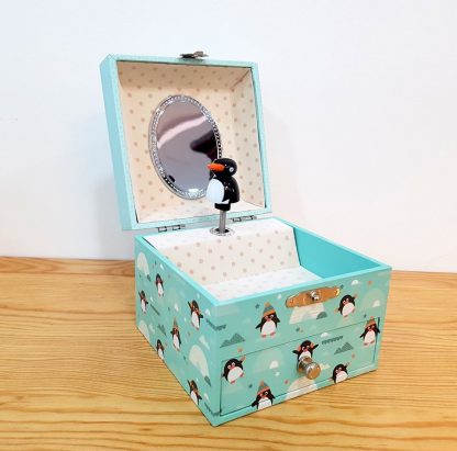 caixa de música caixa de bailarina pinguins