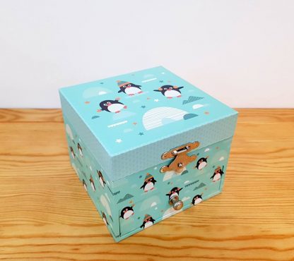 caixa de música caixa de bailarina pinguins