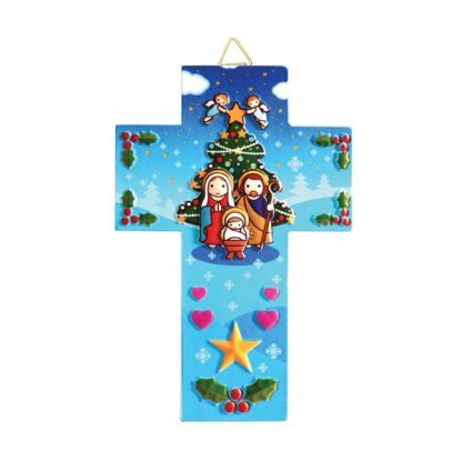 Cruz 3D Motivos Natal, resina Referência 389048
