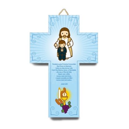 Cruz 3D Primeira comunhão- jesus com menino Referência 17631 little drops of water