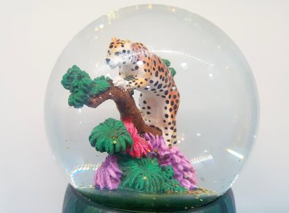 globo musical caixa de música globo de neve leopardo pantera selva