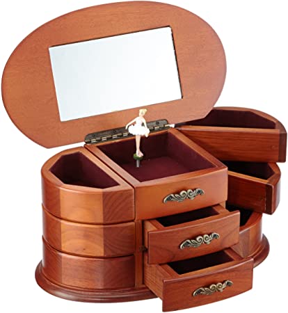 16055 music box wood caixa de música bailarina madeira