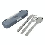 BUILT Travel Cutlery Set in Case, Stainless Steel Spoon, Knife and Fork Product code BLTCUT3PCSS estojo talheres marmita aço