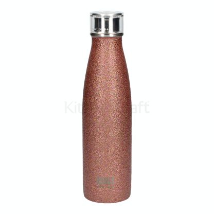 garrafa térmica isolamento vácuo rosca aço Built 500ml Double Walled Stainless Steel Water Bottle Rose Gold Glitter Product code C000833