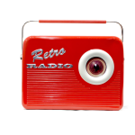 "Cookie Radio Red" tin cookie jar Retro Design lata rádio retro silver crane
