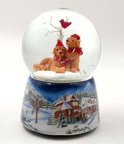 snowglobe sleigh globo de neve natal trenó caixa de música 58041 pai natal teddy cardinal cães