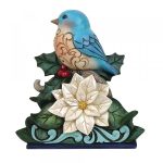 Winter Wonderland Bluebird with Poinsettia 6009484 pássaro jim shore heartwood creek natal conto de fadas