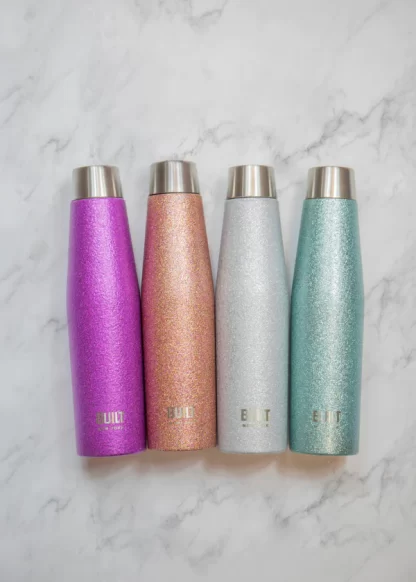 BUILT Apex 540ml Insulated Water Bottle - Purple Glitter Product code BLTAPX540PUGLIT garrafa térmica isolamento rosca aço