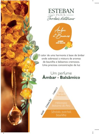 Concentrado 15ml para difusor: aroma Ambre et Baumes / Âmbar e Bálsamos óleo difusor esteban paris natural bio