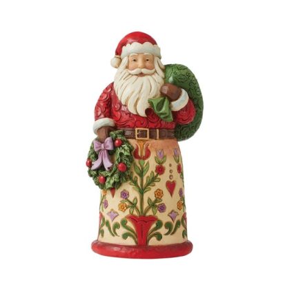 Santa with Sack and Wreath Figurine 6010823 pai natal santaclaus christmas him shore heartwood creek conto de fadas natal