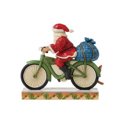 Santa riding Bike Figurine 6010818 Traditional Heartwood Creek Collection jim shore pai natal ciclista