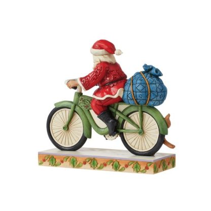 Santa riding Bike Figurine 6010818 Traditional Heartwood Creek Collection jim shore pai natal ciclista
