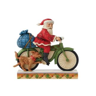 Santa riding Bike Figurine 6010818 Traditional Heartwood Creek Collection jim shore pai natal ciclista