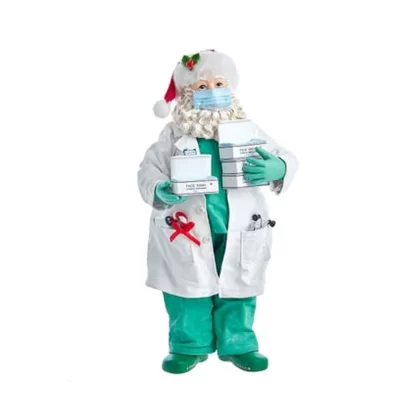 Kurt Adler (#FA0144) Fabriché™ Doctor Santa Holding Face Masks pai natal máscaras covid19 hospital natal
