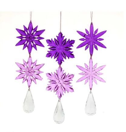 d3733 D3733 Royal Splendor Purple Snowflake Dangle Ornament pendente conto de fadas kurt adler