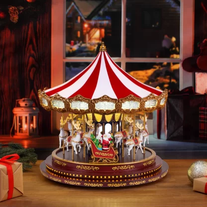 Deluxe Christmas Carousel 19699 mr. christmas caixa de música music box carrossel nata