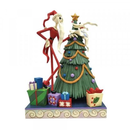 Decking the Halls - Santa Jack with Zero by Tree Figurine 6008991 nbx jack skellington natal