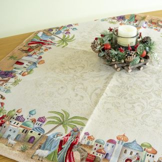 runner presépio sagrada família têxtil mesa natal mesa posta jacquard