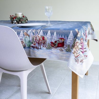 runner mesa toalha natal jacquard conto de fadas têxtil natal