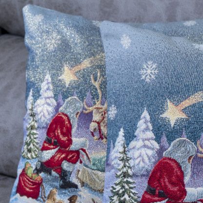 ALMOFADA NATAL GANGA PATCWORK CONTO DE FADAS JACQUARD gato