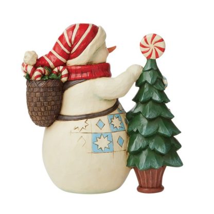 Snowman with Candy Tree Figurine 6009590 jim shore heartwood creek boneco de neve