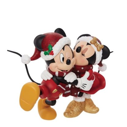 Christmas Mickey and Minnie Mouse Figrurine 6010733 mickey e minnie azevinho natal disney showcase