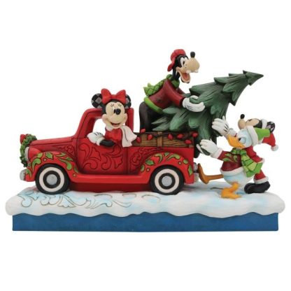 Fab 4 with Red Truck & Tree Figurine 6010868 disney traditions jim shore mickey minnie