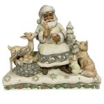 Santa Sitting Among Animals Figurine 6011615 The White Woodland Collection pai natal jim shore heartwood creek