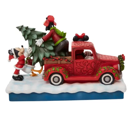 Fab 4 with Red Truck & Tree Figurine 6010868 disney traditions jim shore mickey minnie