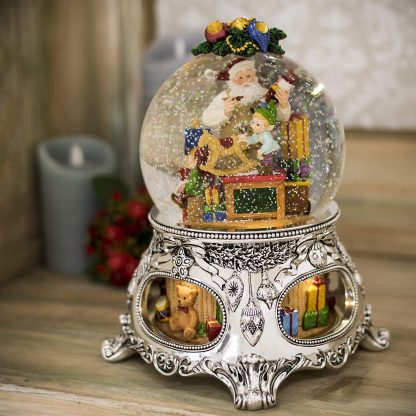 snow globe presents globo de neve pai natal caixa de música 56057