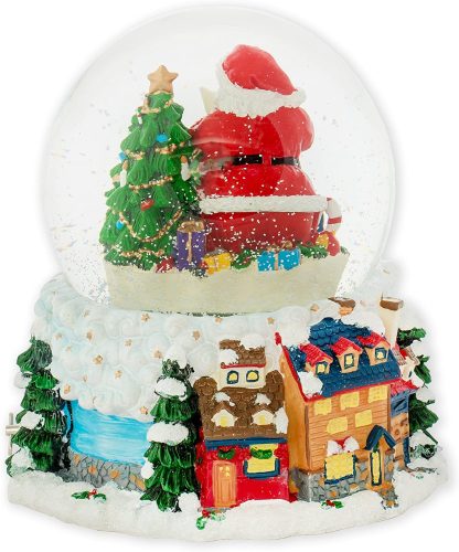 snow globe presents globo de neve pai natal caixa de música 56086