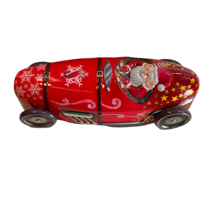 santa claus car tin silver crane lata pai natal