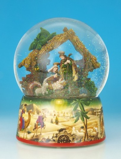 50044 globe crib large globo de neve caixa de música natal presépio sagrada família 50044