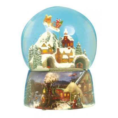 Water globe Santa and train 49001 globo de neve pai natal trenó comboio caixa de música