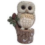 Owl on Tree Stump Mini Figurine 6011620 The White Woodland Collection mocho coruja jim shore