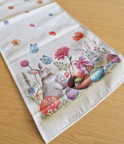 almofada jacquard páscoa coelho algodão mantél cojin cojines pascua conejo mande in spain semana blanca flores primavera decoración hogar decoração casa têxtil
