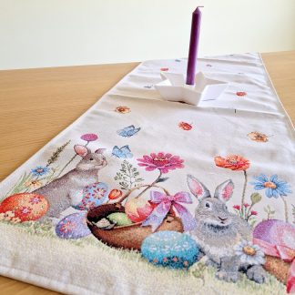 almofada jacquard páscoa coelho algodão mantél cojin cojines pascua conejo mande in spain semana blanca flores primavera decoración hogar decoração casa têxtil