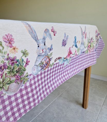 almofada jacquard páscoa coelho algodão mantél cojin cojines pascua conejo mande in spain semana blanca flores primavera decoración hogar decoração casa têxtil