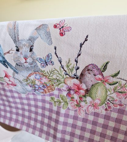 almofada jacquard páscoa coelho algodão mantél cojin cojines pascua conejo mande in spain semana blanca flores primavera decoración hogar decoração casa têxtil
