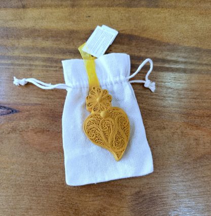 Coração grande Amarelo em saco de Linho aroma Manga