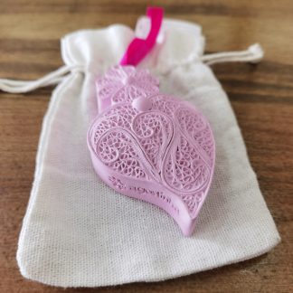Coração grande Rosa em saco de Linho aroma Lavanda