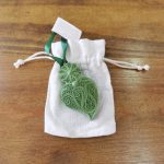 Coração grande Verde em saco de Linho aroma Jasmim