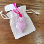 Coração Médio rosa em saco de Linho aroma Lavanda