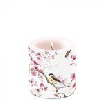 Candle small Bird & blossom white Article number 19211215 vela decorada flores