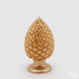 PINECONE CANDLE W/BASE H20 D11 C1 COD. 613708,010 VARIATION GOLD vela decorativa navidad natal pino piña pinha edg enzo de gasperi mesa natal