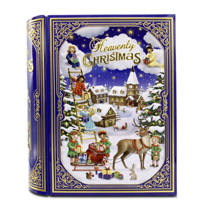 Large Book Heavenlye Christmas 002.190 silver crane conto de fadas lata navidad lata natal chocolates papá noel pai natal latita 002.153