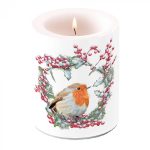 Candle big Robin in wreath Article number 39115535 ambiente nv vela mesa natal navidad papá noel