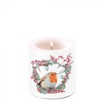 Candle small Robin in wreath Article number 39215535 ambiente nv vela mesa natal navidad papá noel
