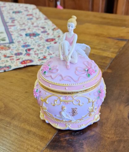 Caja de cerámica, redonda caja de música bailarina caixa de música jóias porta jóias
