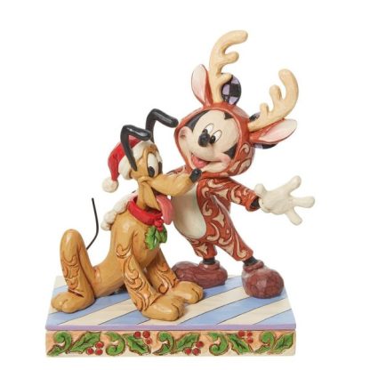 Mickey & Pluto Christmas Figurine 6013059 disney traditions natal navidad